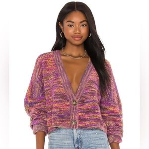 For Love and Lemons Maude cardigan in magenta. Size Small. (Fits oversized)